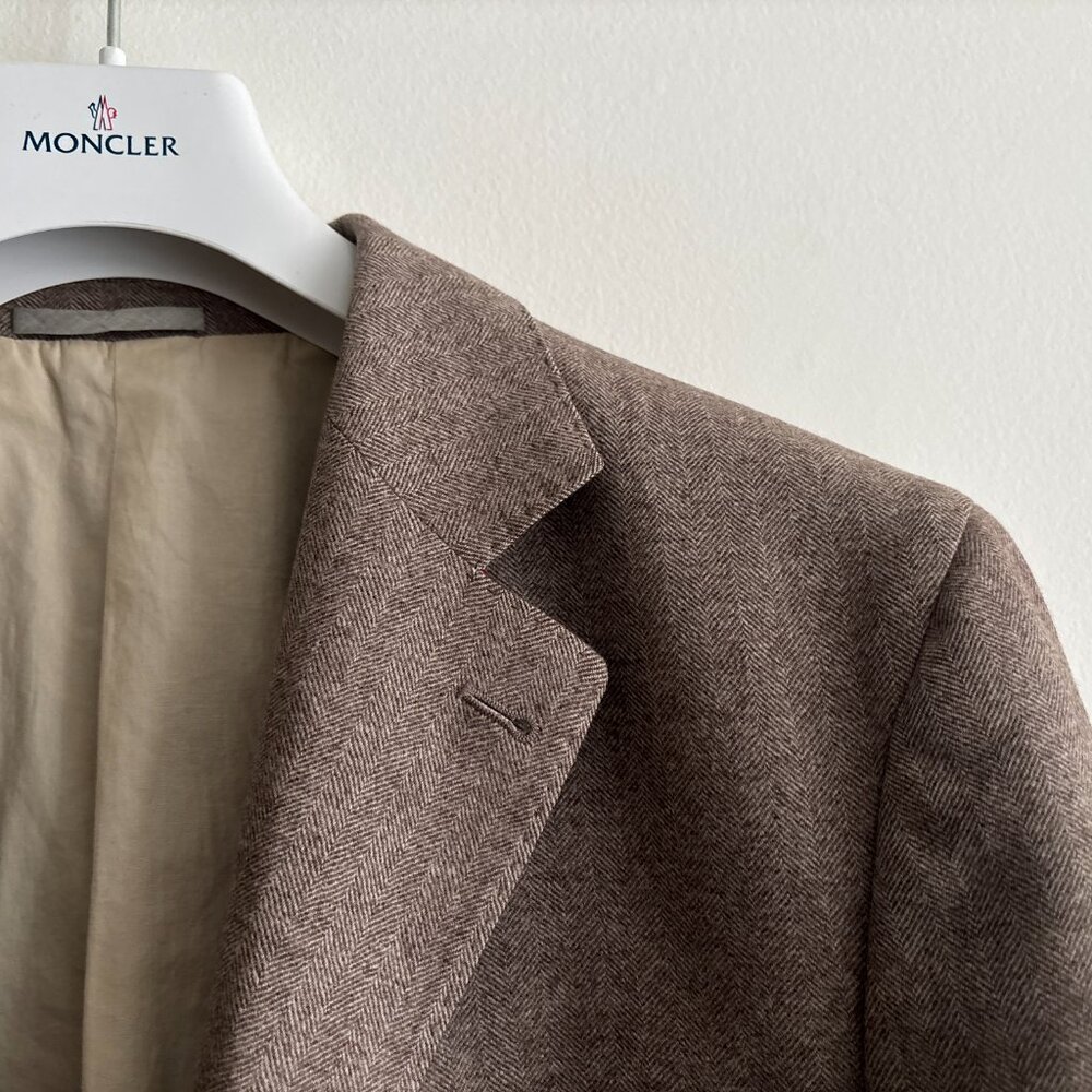 $5500 Brunello Cucinelli Wool Cashmere Herringbone Sport Coat Elbow Patch - 40 - Picture 9 of 16